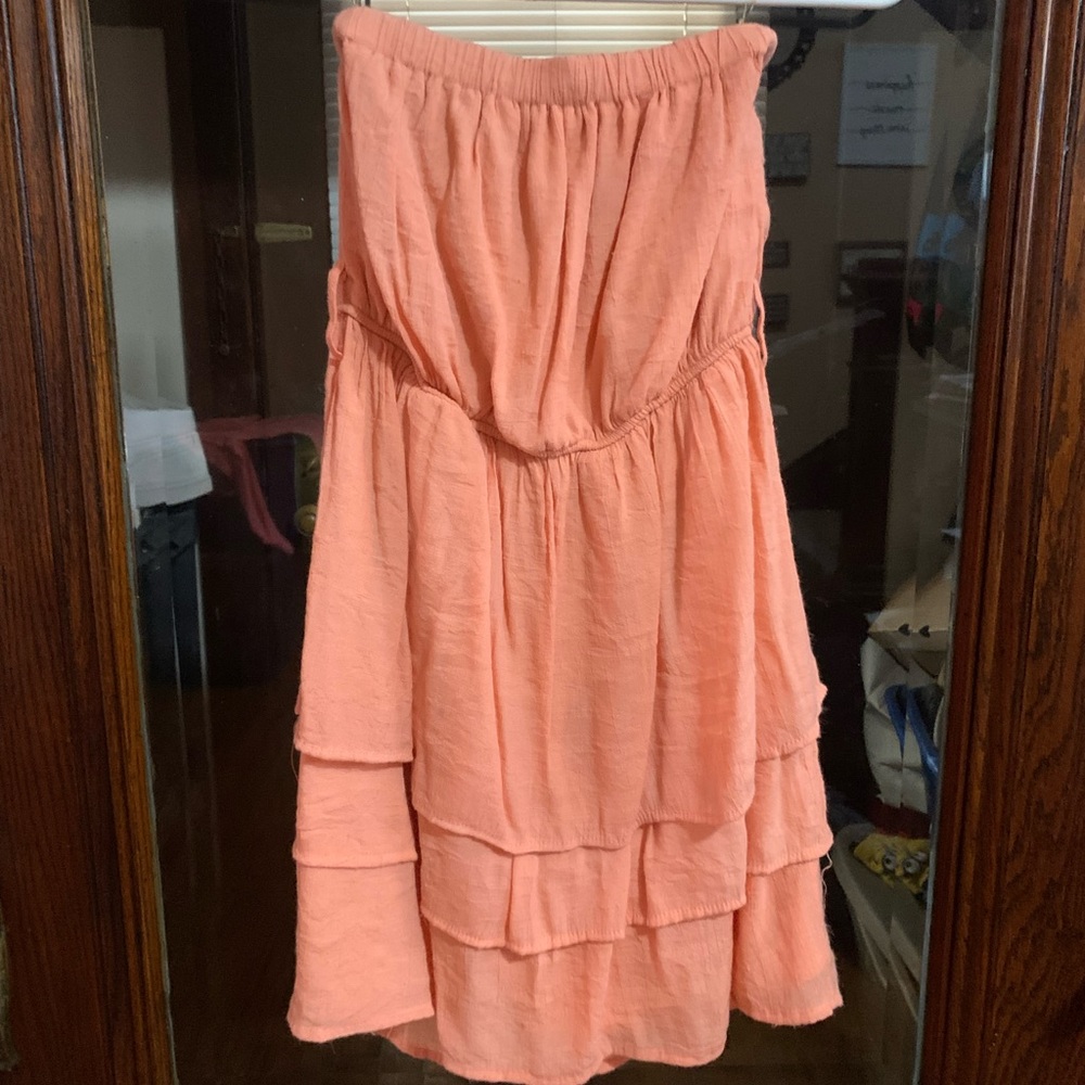 Strapless Coral Pink Dress Size Large